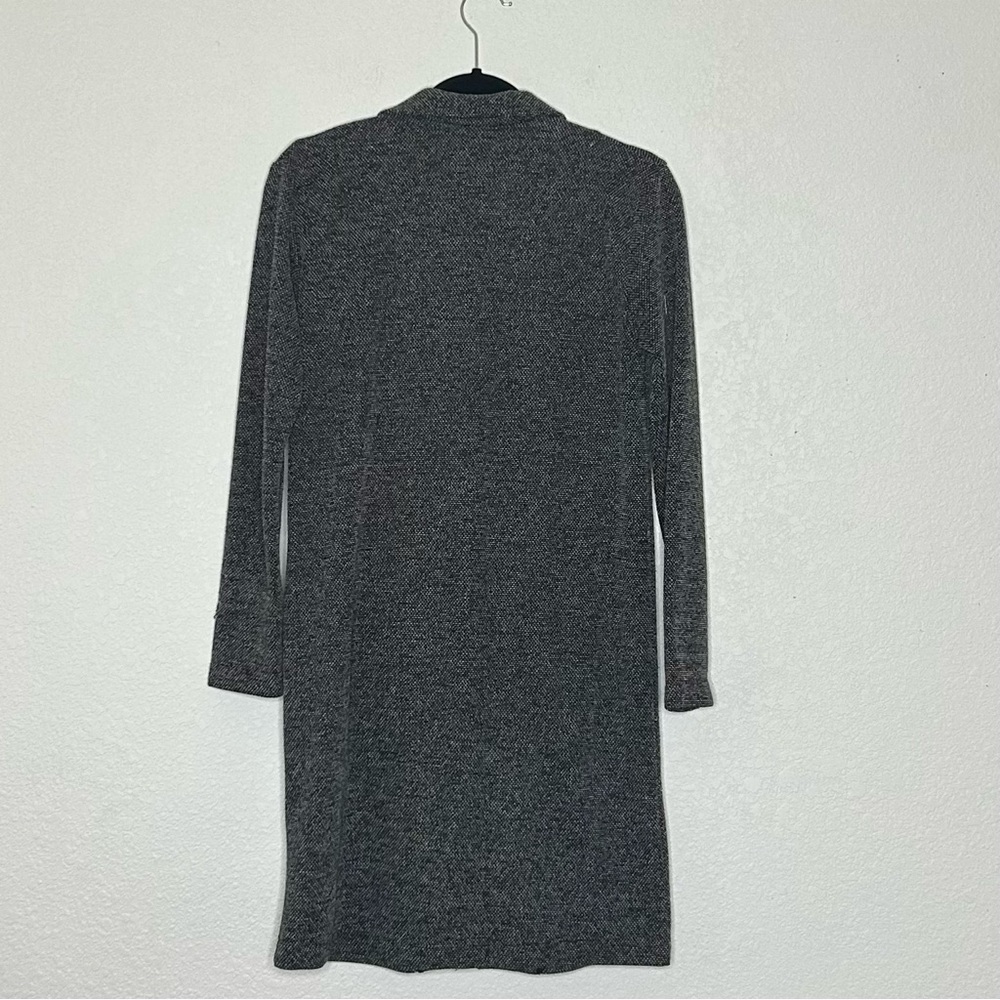 H&M Divided Long Lightweight Button Closure Textured-Weave Black/White Coat Sz 4 - Picture 4 of 11